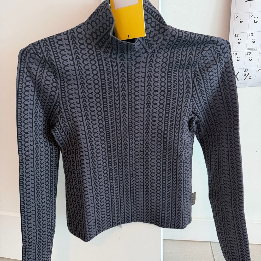 Marc Jacobs Black and Gray Patterned Turtleneck Sweater